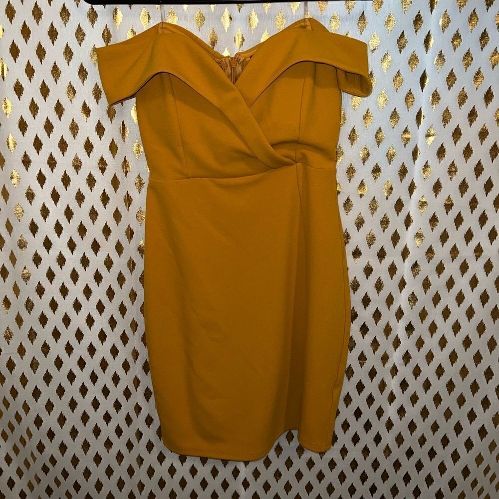 Blashe mini dress in mustard yellow off the shoulder size S